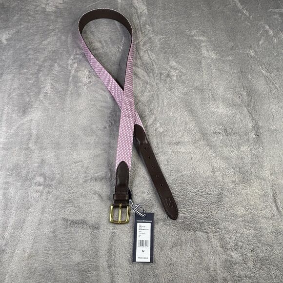 Vineyard Vines Belt Mens 52 Big leather Vineyard Whale Pink Silk Palm Beach $85 - Picture 8 of 12